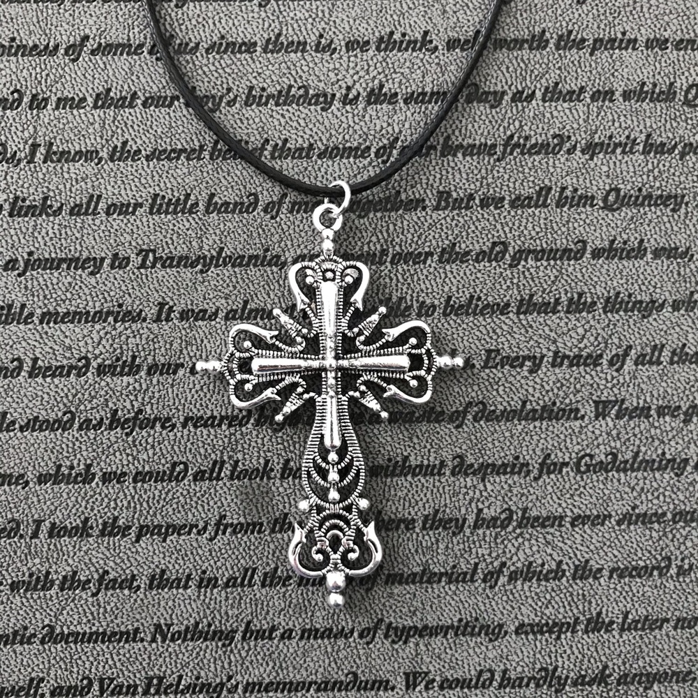 Silver Jesus Cross Hippie Boho Pendant Necklace